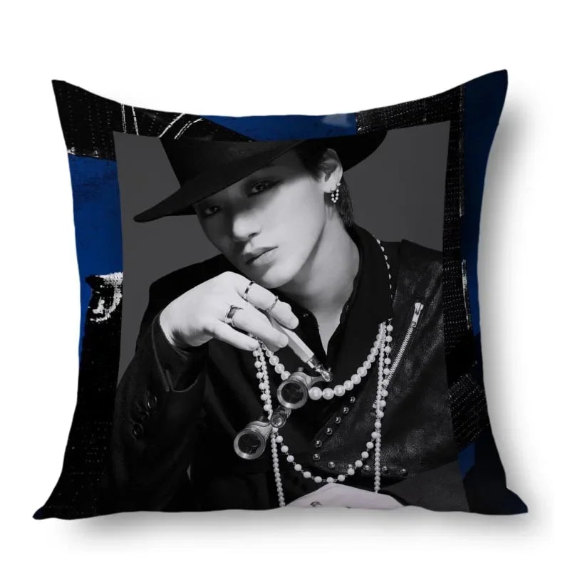 San Ateez Pillow Cover Bedroom Home Office Decorative Pillowcase Square Zipper Pillow Cases Satin Fabric Eco-Friendly WJY