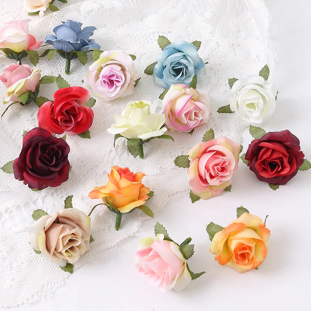 10/20PCS Artificial Flowers DIY Candy Box Cake Home Decor Christmas Decorative Wreaths Wedding Party Garden Roses Arch Silk Fake