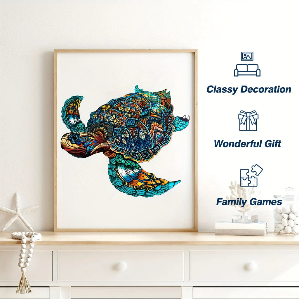 Turtle  Wooden Jigsaw Puzzles for Adults Kids,Animal Shaped Pieces Jigsaw Puzzles Toys with Package,  Christmas Gift Home Decor