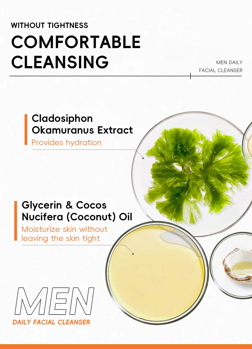 LAIKOU Men's Facial Cleanser, Moisturizing, Men's Skin Care, Oil Control, Blackhead Remover, Cosmetics, Deep Nourishment