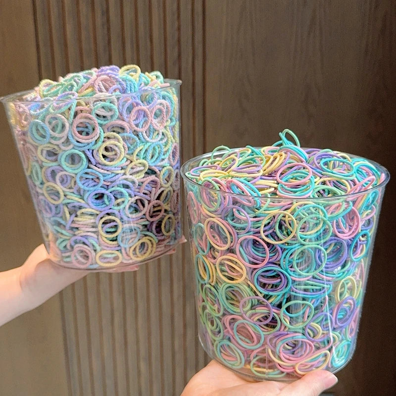 [50/100Pcs] Baby Rubber Band Does Not Hurt The Hair Small Thumb Ring High Elastic Thread Toddler Seamless Scrunchies Set