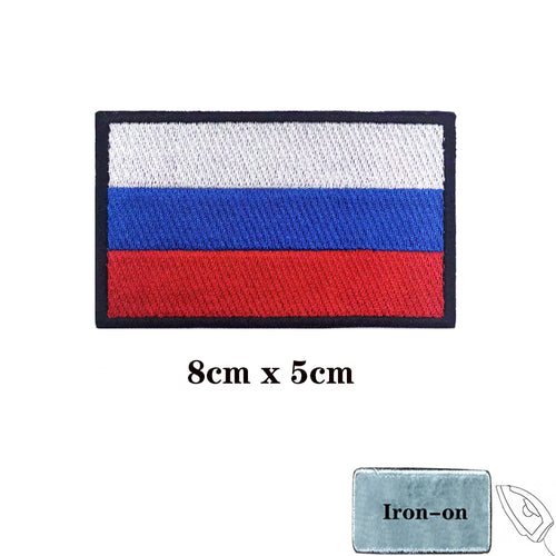 1PC Russian Flag Russia Armband Embroidered Patch Hook Loop Or Iron On Embroidery  Badge Cloth Military Moral Stripe