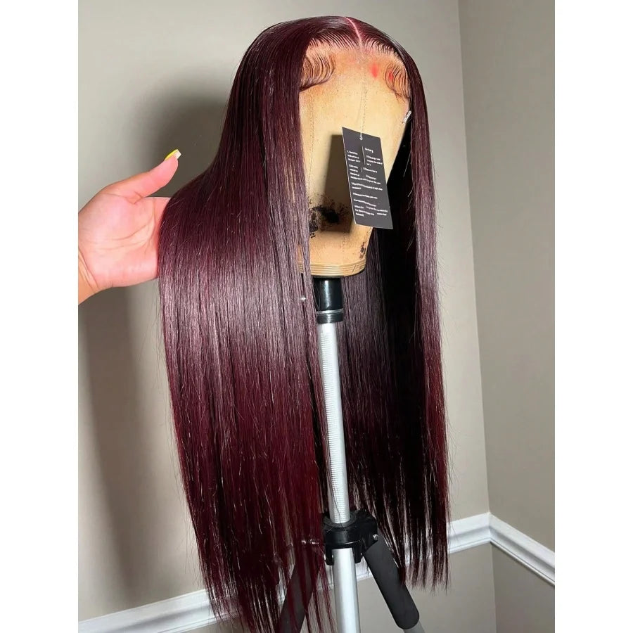200% 99J Burgundy Lace Frontal Wig 13x4 Straight Lace
