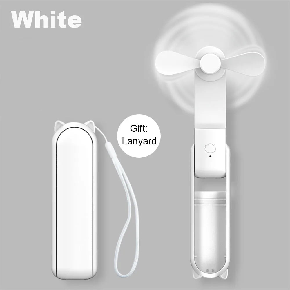 Portable Mini Handheld Fan Small Pocket Fan USB Rechargeable Battery Fan Folding Cooling Hand Fan Mini USB Fan with Power Bank