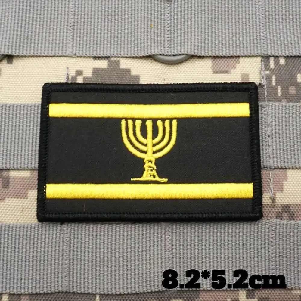 Israel Flag Embroidery Patch Hook and Loop Mlrs Army Morale Badge Israeli Language Outdoor Equipment Tactical Backpack Sticker