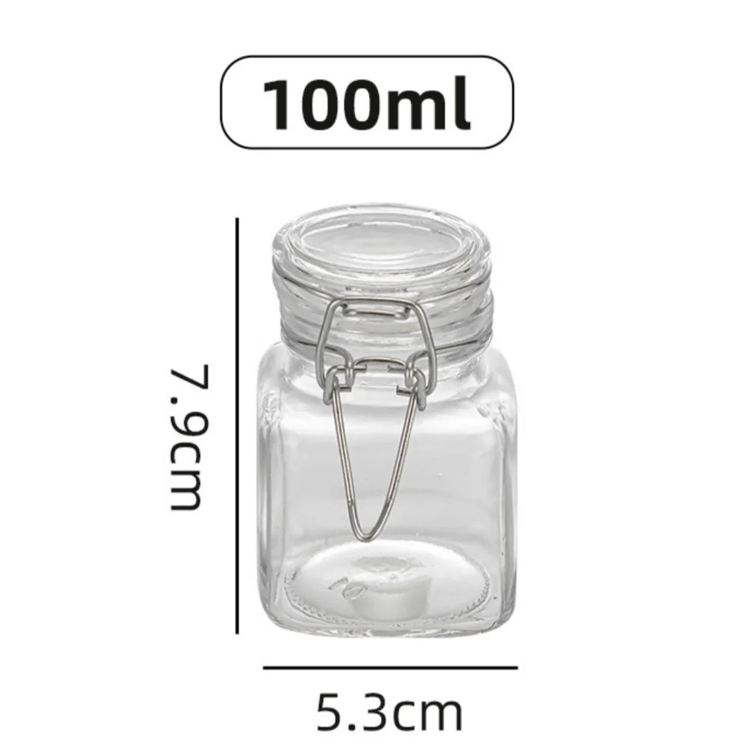 Buckle Glass Jar Transparent Airtight Glass Jar Wide Mouth Container Stylish Sealed Storage Jar For Spice Organization Coffee