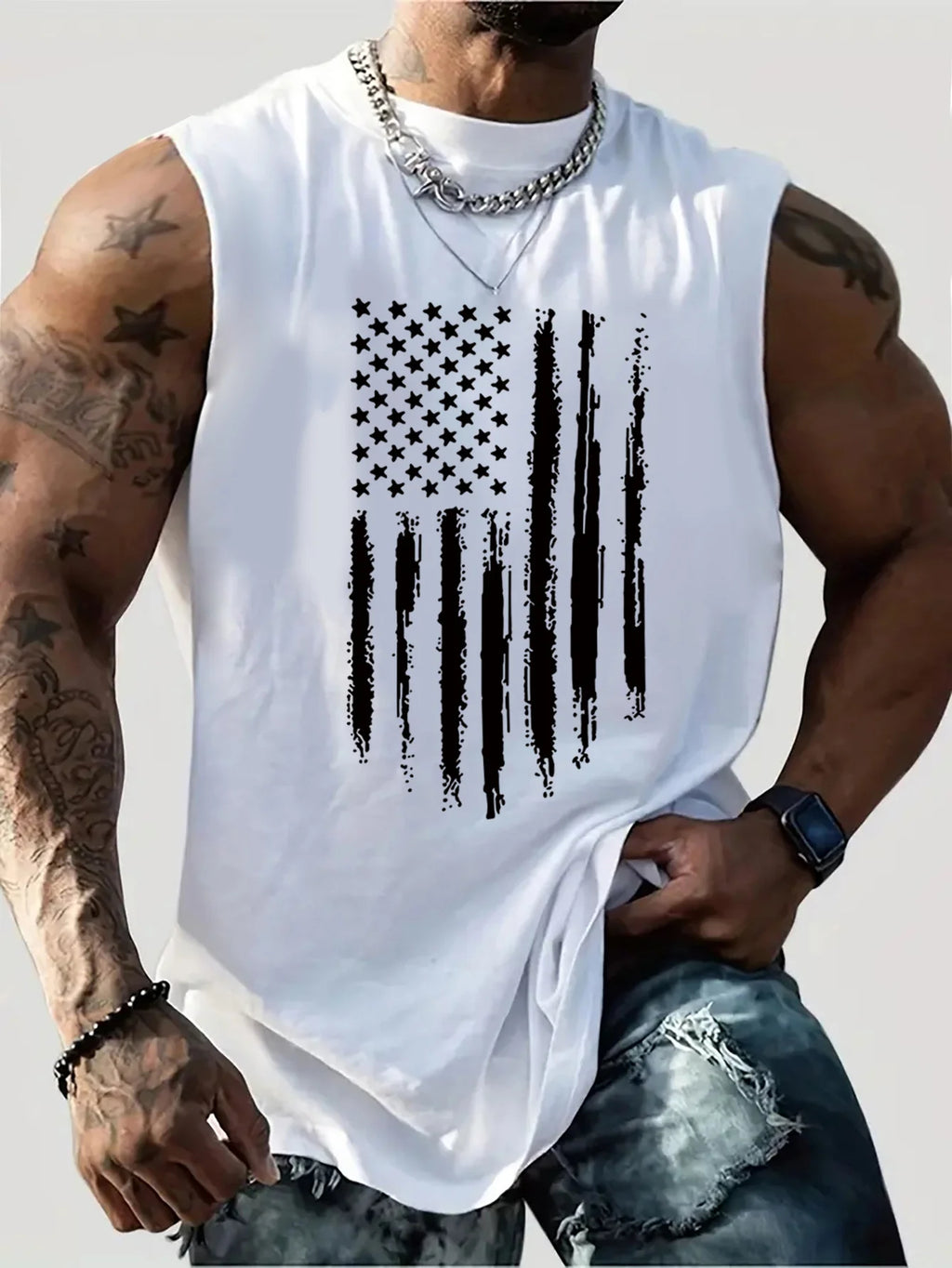Men's Summer Fashion Casual Sports Loose American Flag Print