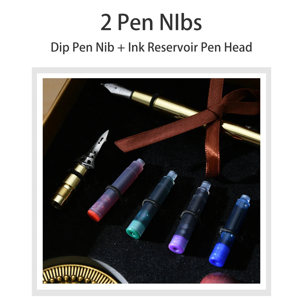 Quill Pen and Ink Set Retro Feather Dip Ink