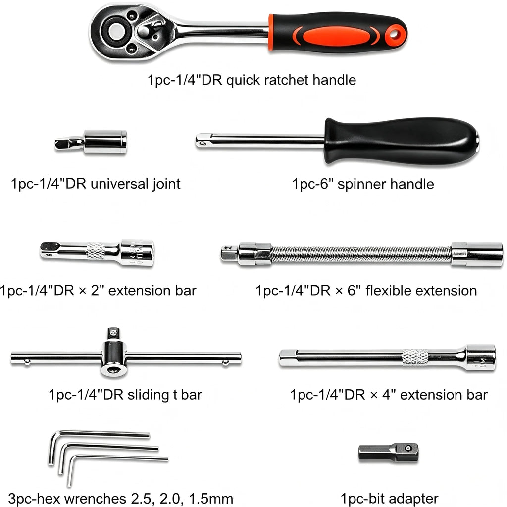 46-Piece Metric Ratchet Socket Wrench Set