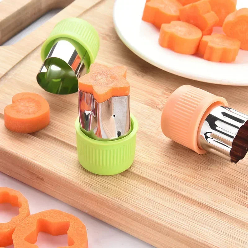 3/12Pcs Star Heart Shape Vegetables Cutter Plastic Handle Portable