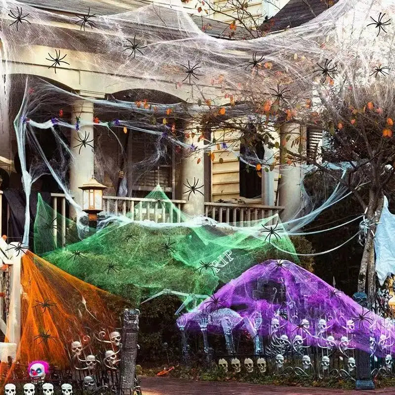 Stretchy Artificial Spider Web with Spider