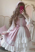 Japanese Kawaii Afternoon Tea Sweet Lolita Dress Cute Casual Short Sleeve Printed Fairy Dress Y2k Party Appointment Women Dress