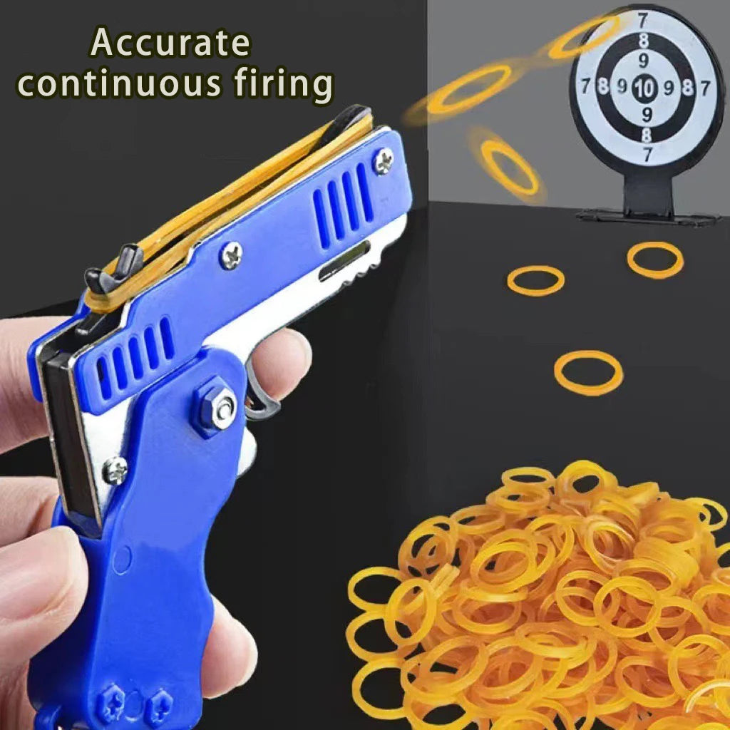 Metal Burst Rubber Band Toy - Mini Folding Launcher