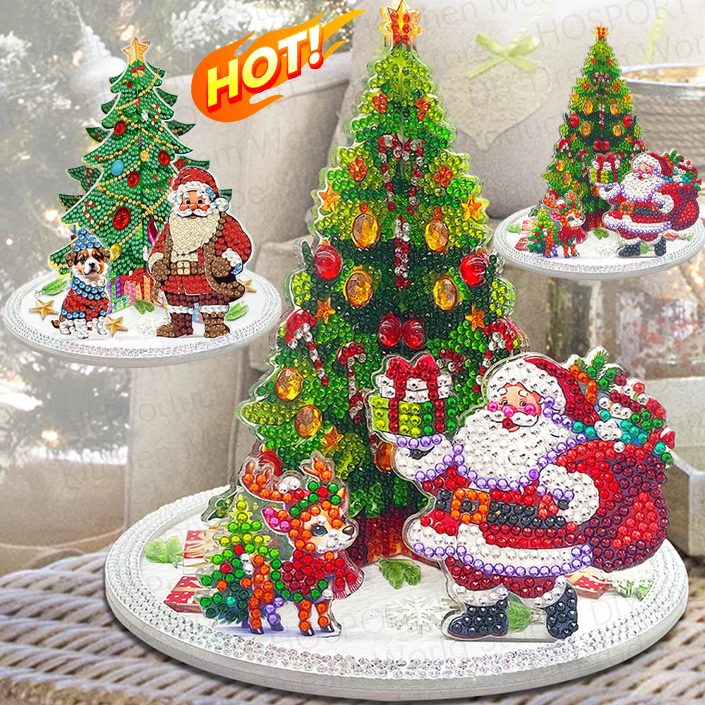 Christmas Diamond Art Table Decor Desktop Diamond Painting Ornament Kits Art Kits For Xmas Tree & Claus Table Office Home Decora