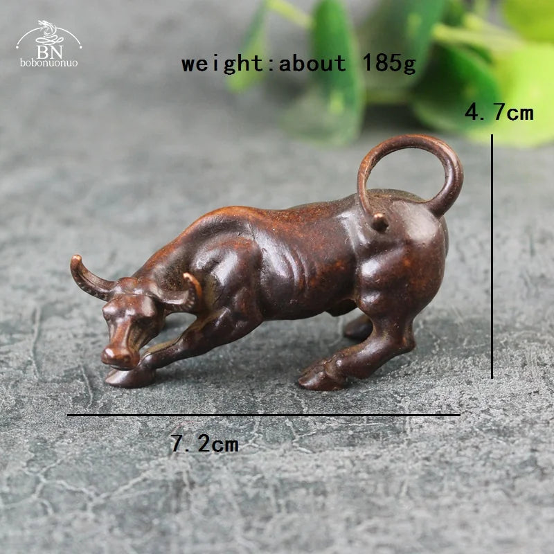 185g Wall Street Brass Bull Animals Statue Handmade Home Decor Ornaments Crafts Copper Miniatures Figurines Desk Decoration Gift