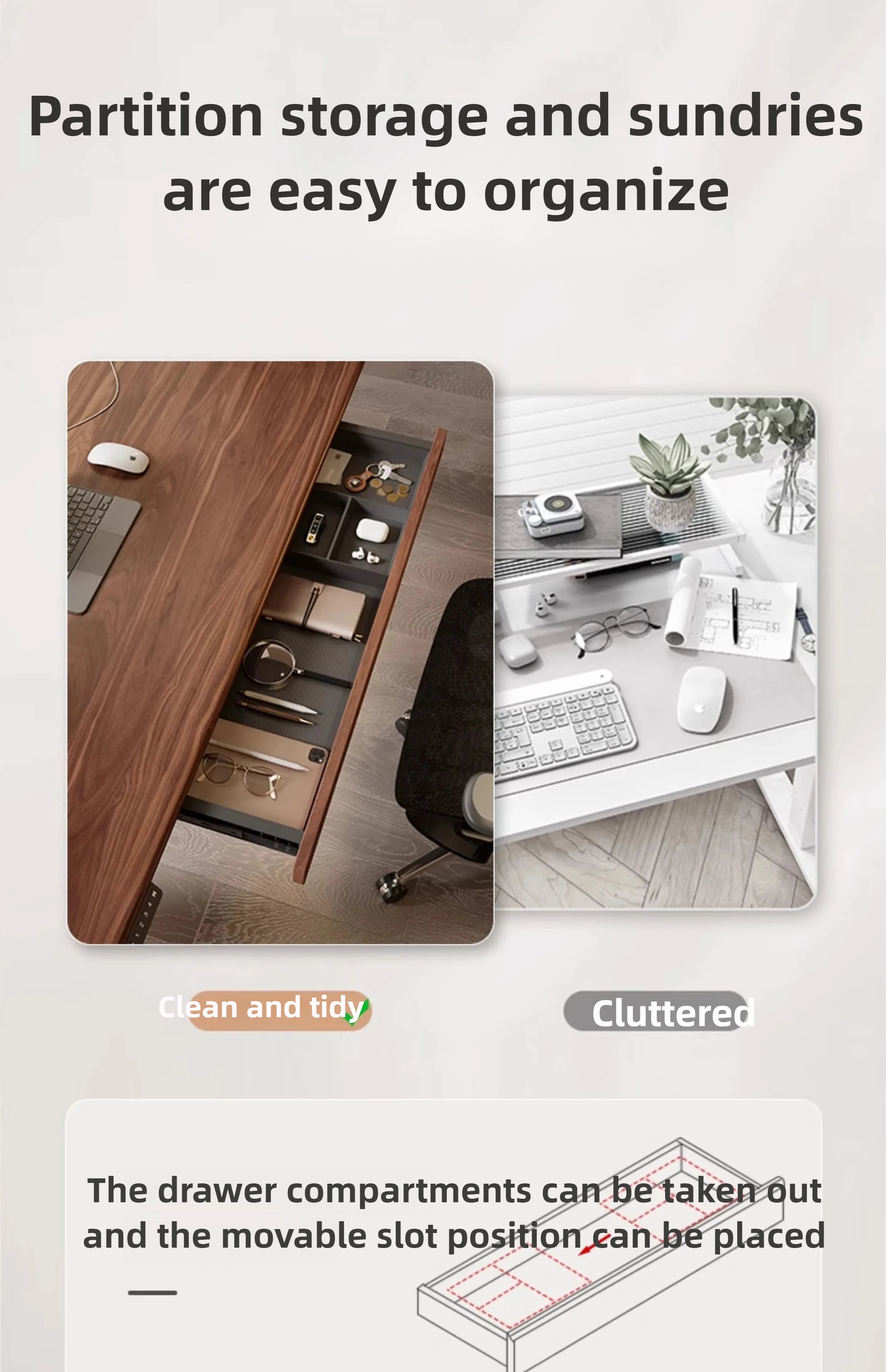 Under Desk Drawer Organizer Black Walnut Wood Standing Storage Shelf Office Desk Accessory Hidden Computer Desk Organizer