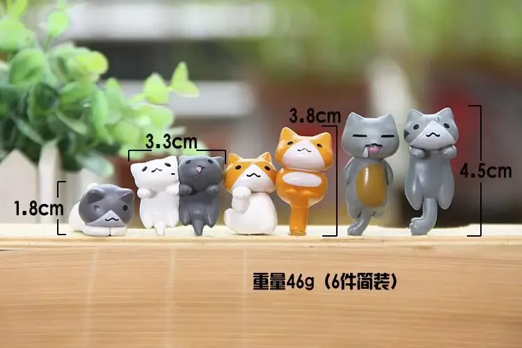 1/6Pcs Funny Neko Atsume  Meow Mochi Dango Cat Flower Pot Micro Landscape Mini Doll  Balcony Decorations Flower Pot Home Decor