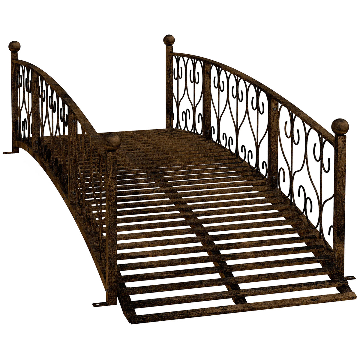 7' Metal Arch Garden Bridge with Siderails