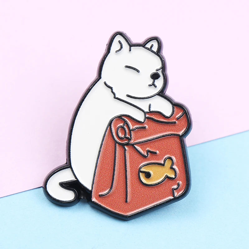 Cute Animal Series Enamel Brooch Alloy Pin Cartoon Kawaii Capybara Cat Dog Duck Pet Backpack Lapel Badge Jewelry Gift for Kids