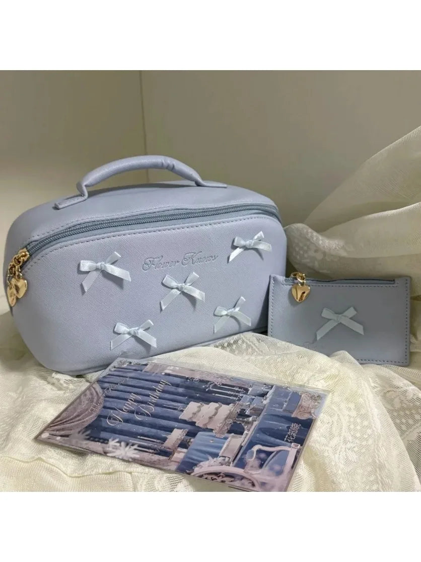 Flower Know Limited Surrounding 7th Anniversary Makeup Folding Hand Mirror Portable Makeup Storage Satchel  Bag