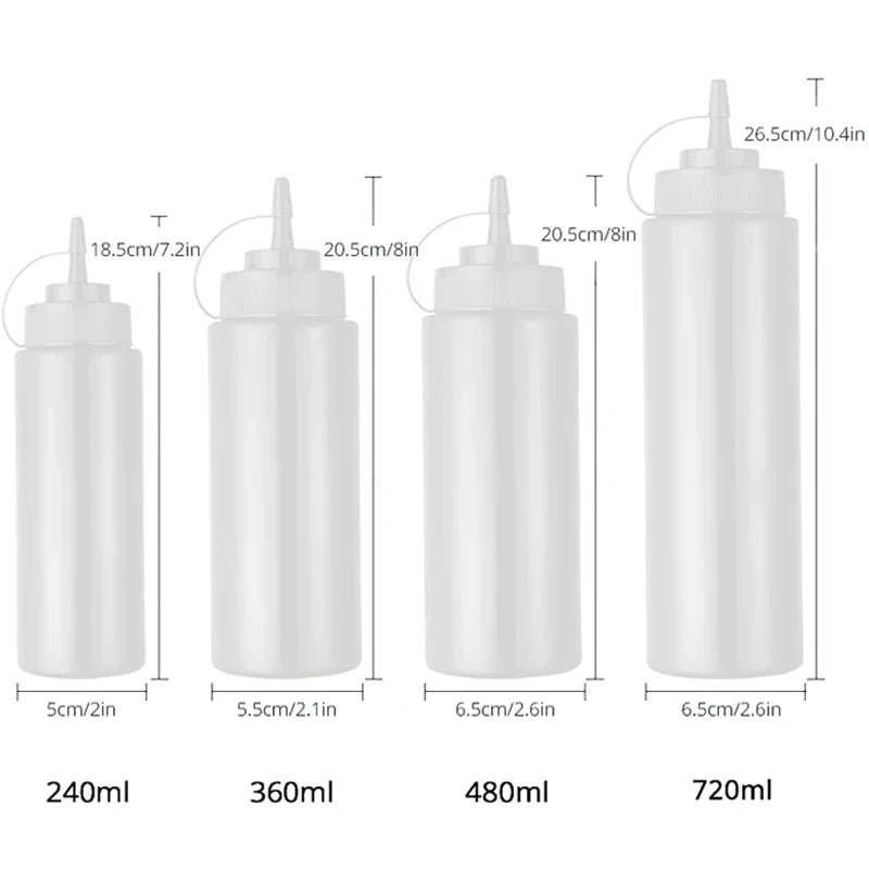 Large Squeeze  Condiment Squeeze Bottles Hot Sauces Olive Oil Bottles Ketchup Mustard Dispensers Kitchen Accessories Gadgets