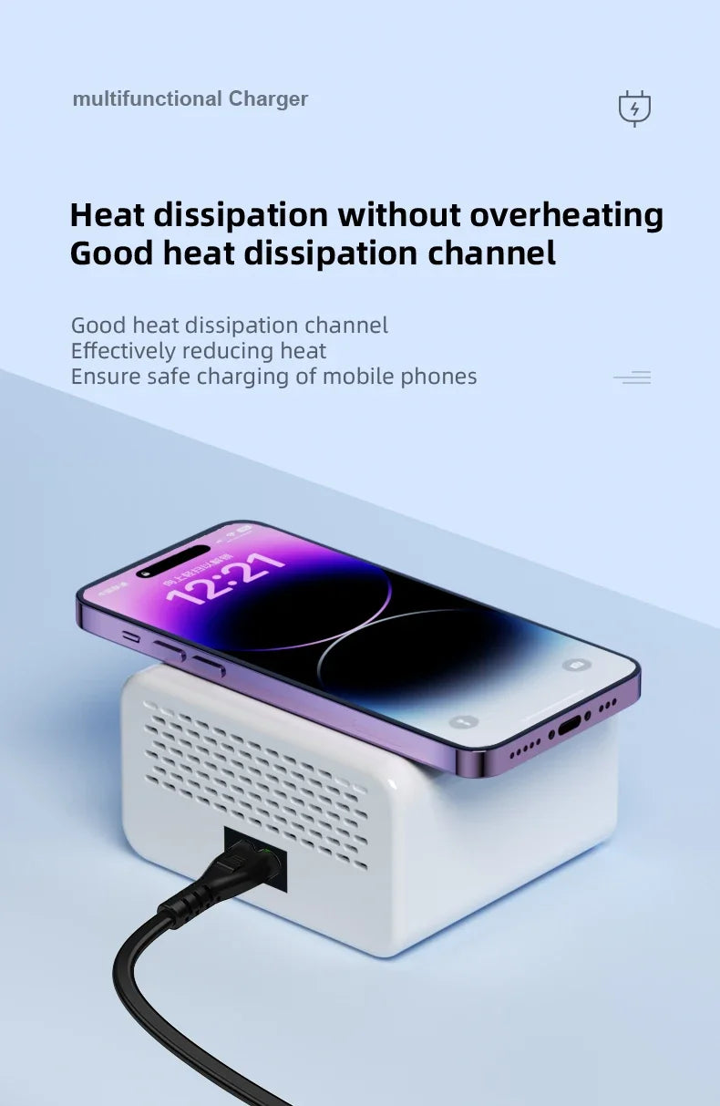Multi-function Dianba NO.1 Pro 200W 20V 5A PD QC3.0 Fast Wireless Charger 8 Port USB Type C Mobile Phone Charger Desktop Hub