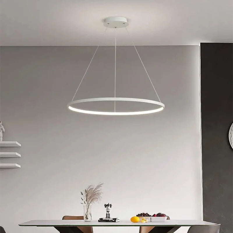 Modern Round LED Chandelier Black/White - Dimmable Pendant Light