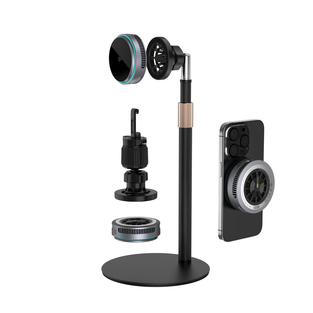 2025 Qi2.2 25w semiconductor-cooled mobile phone radiator, portable magnetic wireless charger with RGB lights.