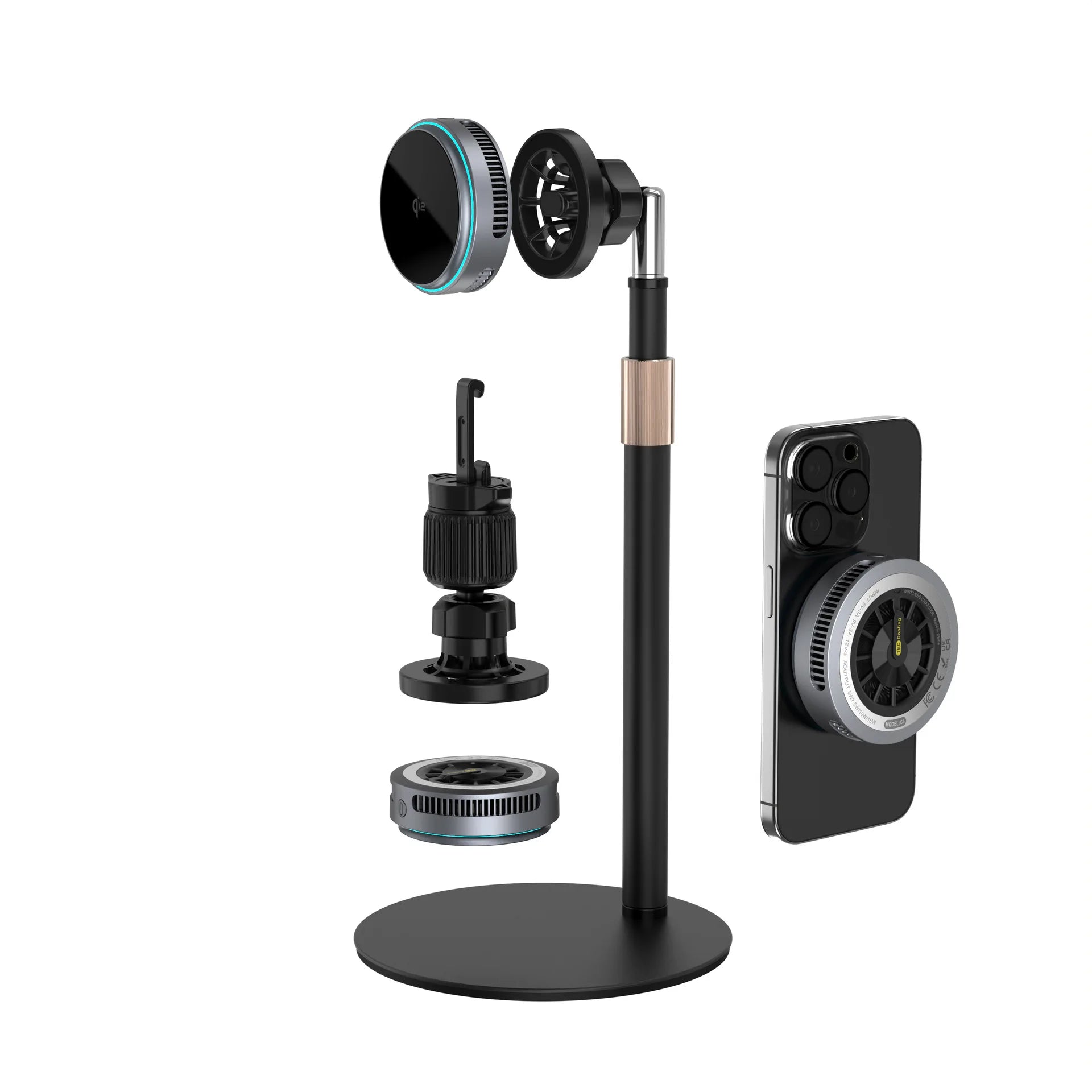 2025 Qi2.2 25w semiconductor-cooled mobile phone radiator, portable magnetic wireless charger with RGB lights.