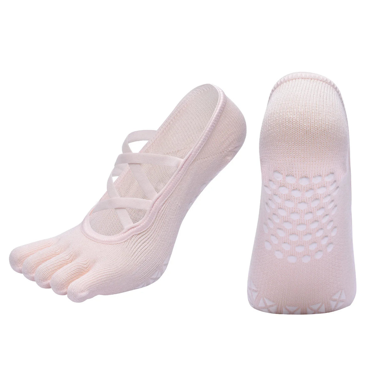 Women Bandage Breathable Pilates Socks Ladies Anti-slip Cotton Backless Sock Five Toes Ballet Dance Fitness Workout Sports Socks