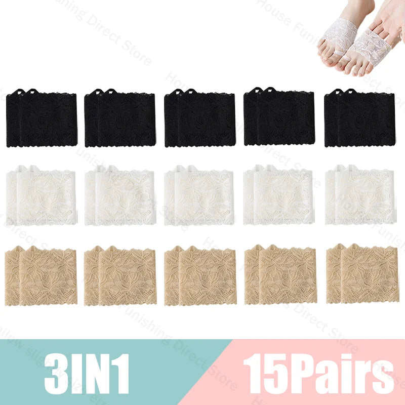 Summer Thin Lace Invisible Socks Split Toe Forefoot Socks for Women High Heel Slippers Shoes Breathable Lace Socks for Halloween