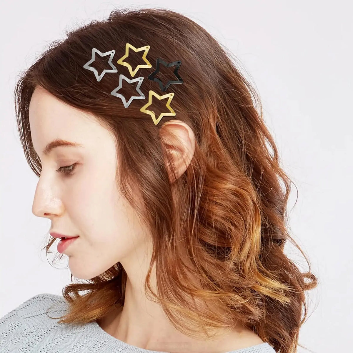 12/50pcs Star Hair Clips 2000s Y2K Snap Hair Barrettes Non Slip