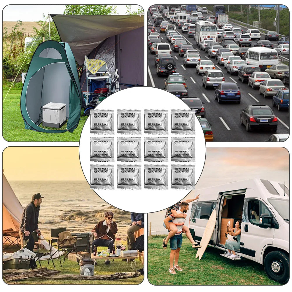 12Pcs Camping Toilet Chemicals Liquid Waste Gelling Deodorizing Powder Emergency Toilet Waste Treatment Portable Toilet Powder