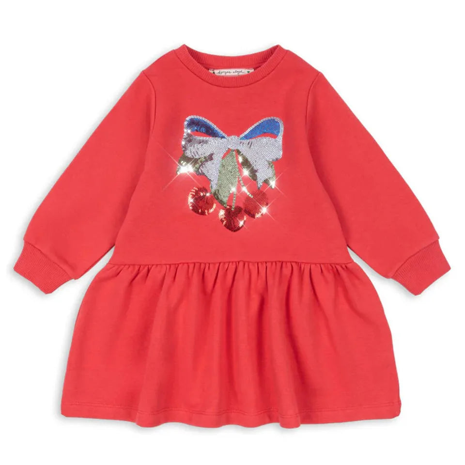 Kids Sweatshirt and Pant Set 2025 Autumn Heart Cherry Print Girls Dress Long Sleeve Boy Hooded Hoodies Pullover Casual Trousers