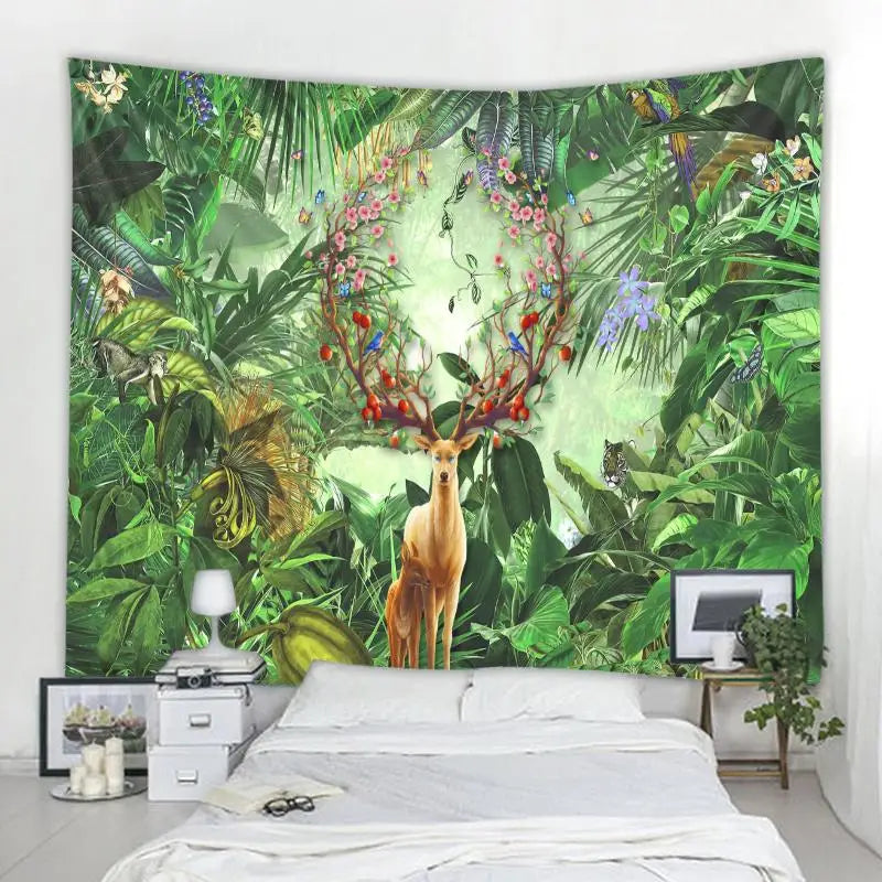Aesthetic Home Decor Tapestry Beach Towel Yoga Mat Blanket Table Cloth Tapestry Tropical Jungle Animals Wall Hanging Tapestry