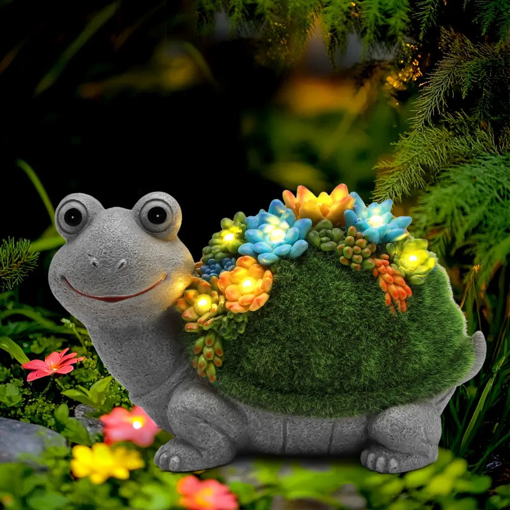 Solar Garden Turtle/elephant/dragon Can Statue Light Garden Statue