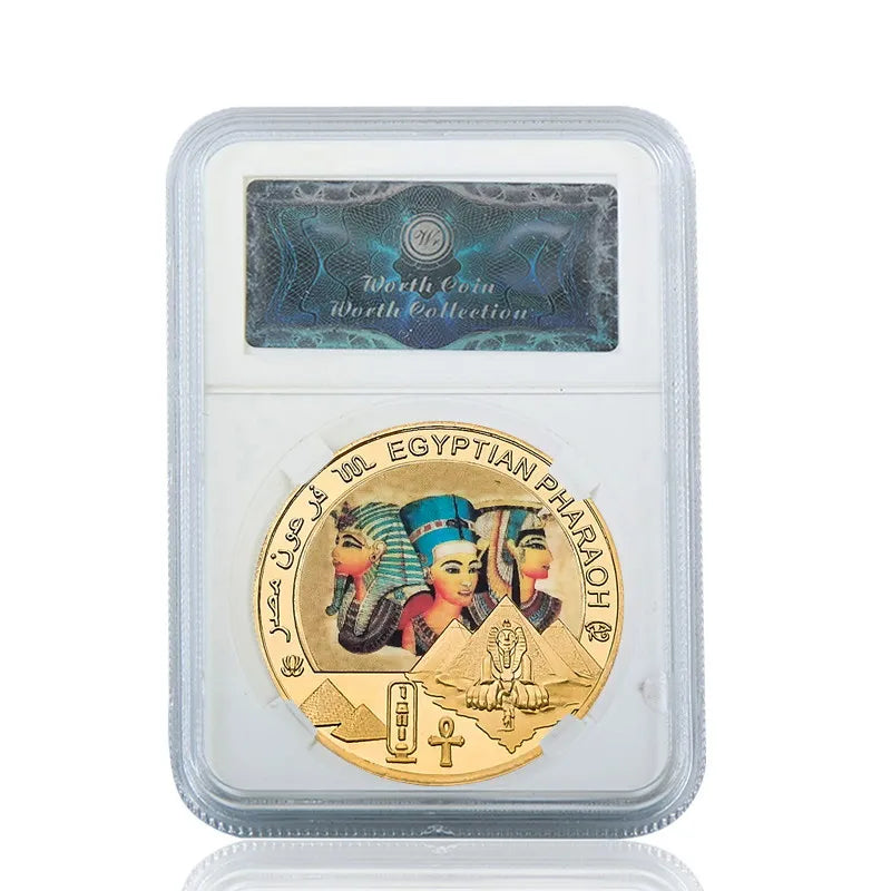 Egyptian Pharaoh Gold Plated Commemorative Coin Egypt Challenge Coin Art Craft Souvenir Business Gift for Collection Home Decor