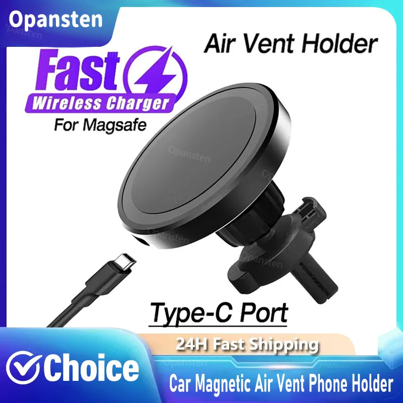 Car Magnetic Air Vent Phone Holder  Wireless Charger Stand For Magsafe iPhone 17 16 15 14 13 Pro Max Cell Fast Charging Station