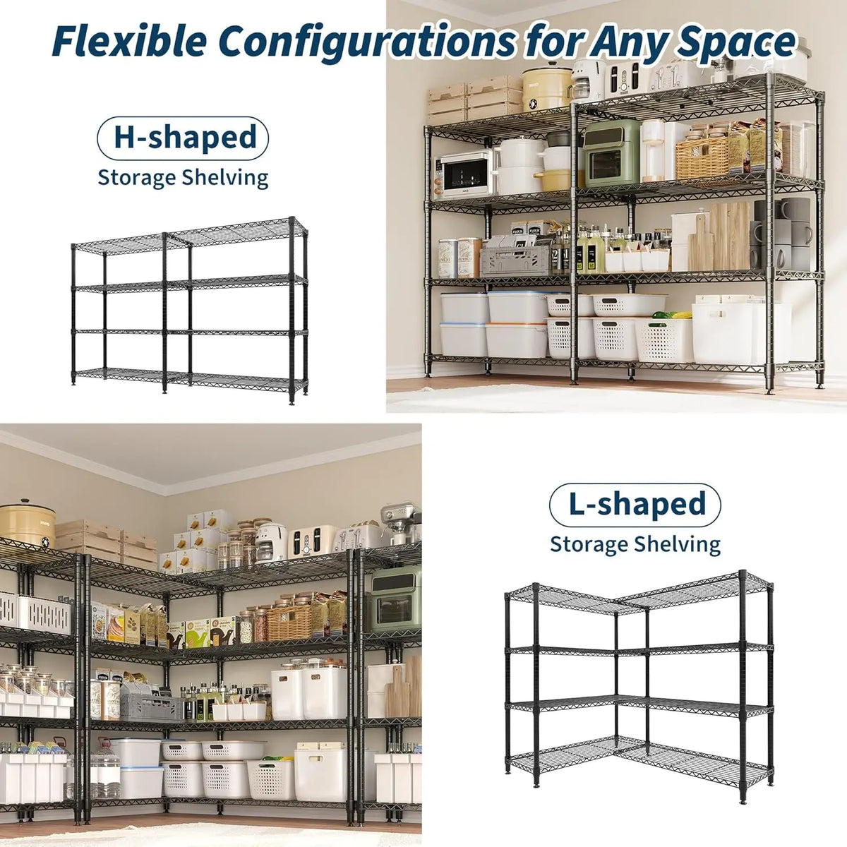 Heavy Duty Storage Shelves Tiers Metal Shelving Unit Adjustable