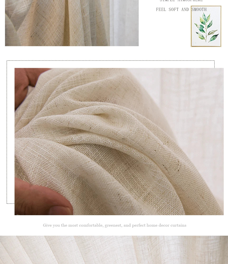 Thick Linen Look Sheer Curtains for Living Room Tulle Curtains for Bedroom Window Kitchen Door Curtain Short Rideaux Chambre