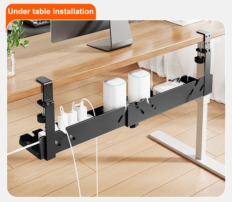 New Multi Functional Shelf Desk Under Table Hanging Metal Cable Holder Kitchen Organizer No-Drill Standing Desk Organizer