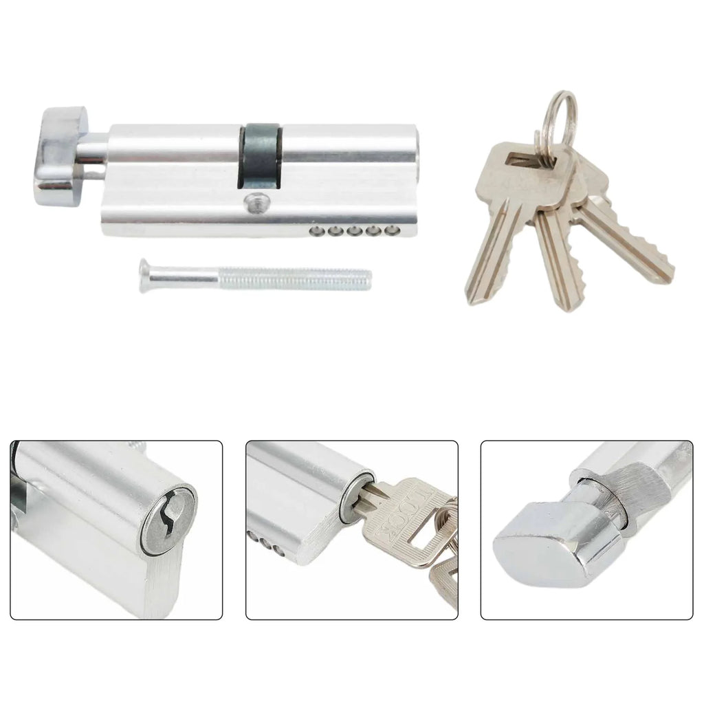 Door Cylinder Lock Biased 3 Keys Anti-Theft Entrance Aluminum Door Lock Home Security Interior Bedroom Lock Cylinder