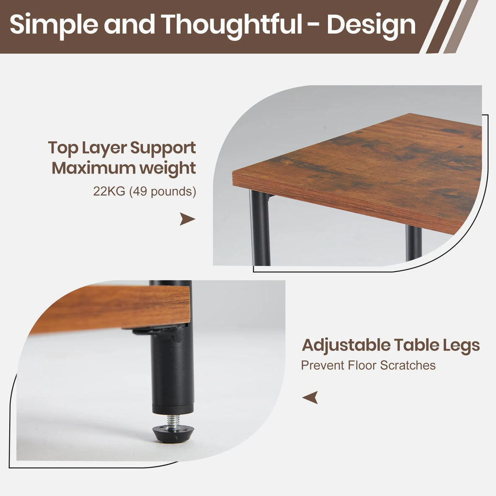JHK -Tier End Table Side Tables with Adjustable Feet Small