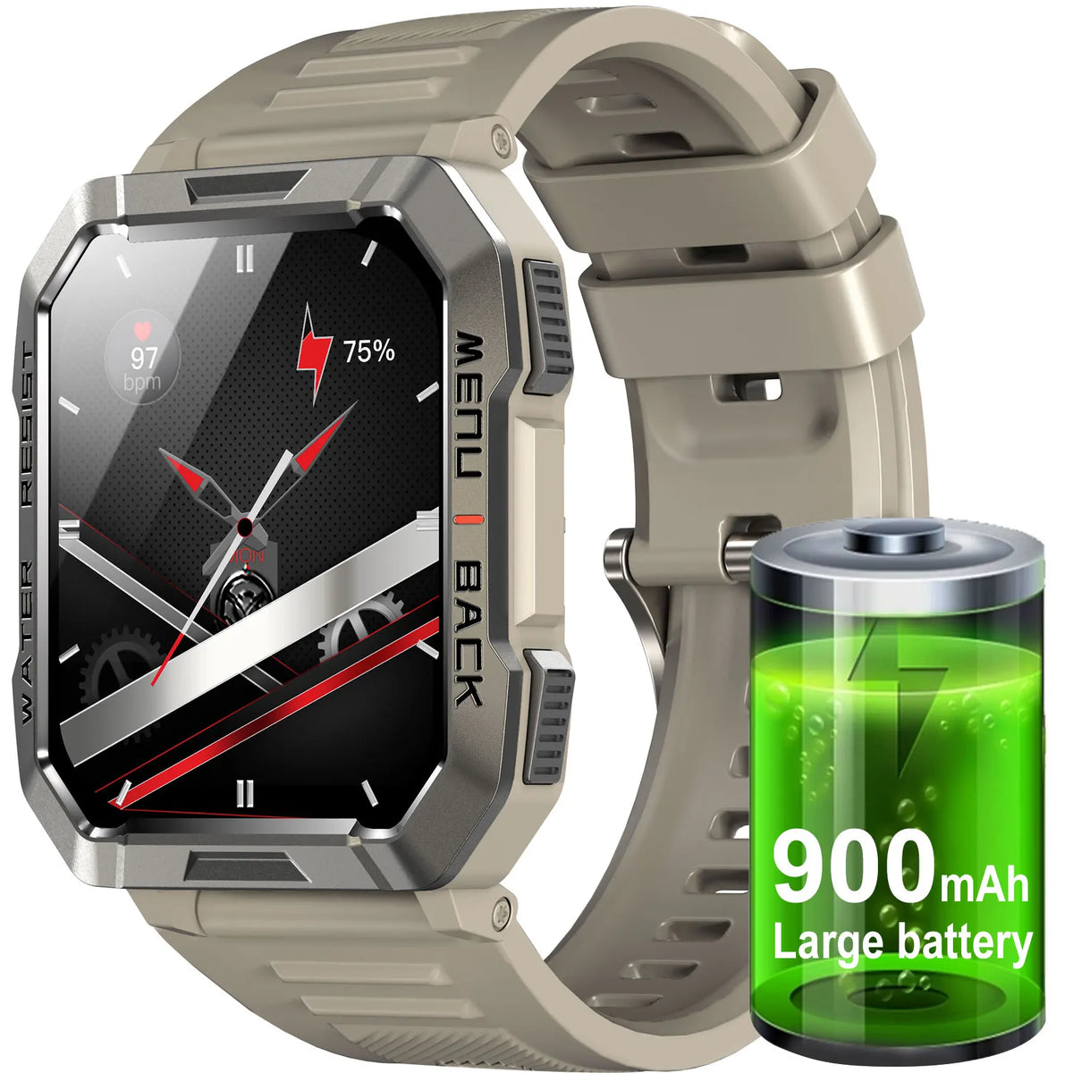 Blackview Military Smart Watch for Men with Flashlight/Compass IP68