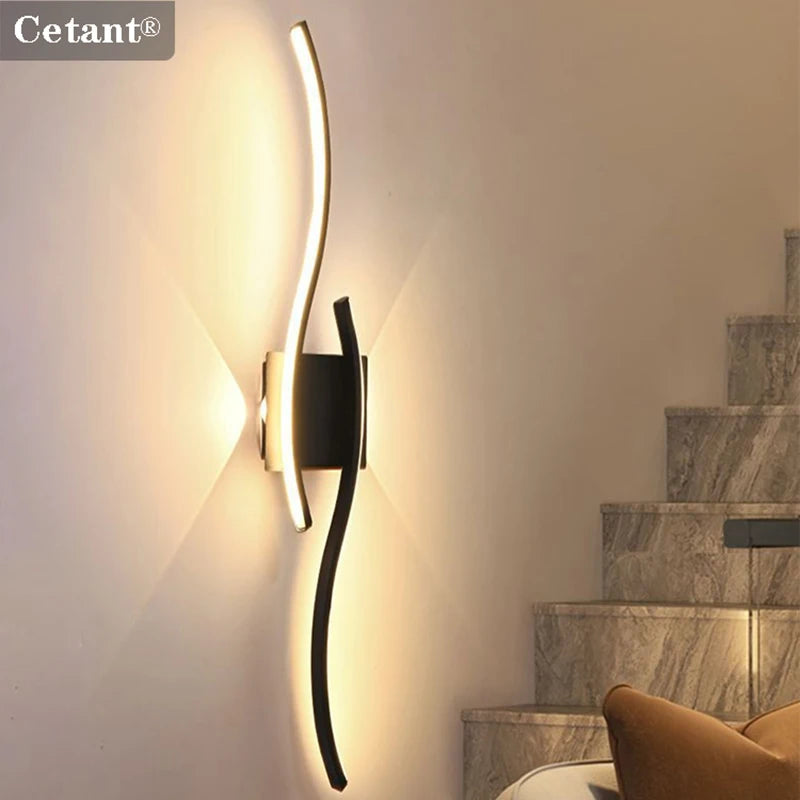 LED Wall Lamp 60/80CM Remote Control Wall Sconce Living Room TV Background Decor Bedroom Kitchen Stair Home Decor Led Lighting