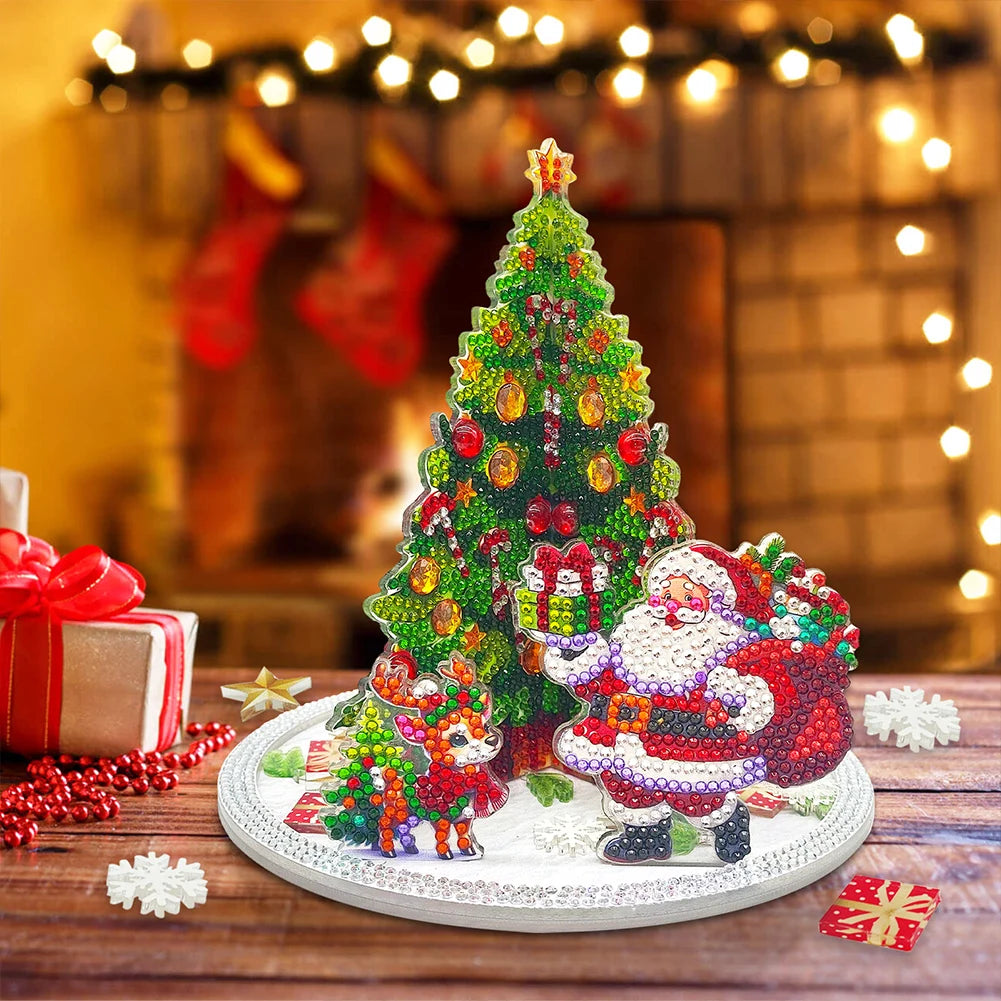 Christmas Diamond Art Table Decor Desktop Diamond Painting Ornament Kits Art Kits For Xmas Tree & Claus Table Office Home Decora