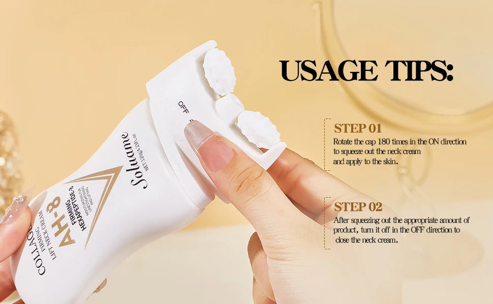 Firming&Lifting Collagen Neck Cream Moisturizing Neck Lotion with Massage Roller Easily Absorbed, Massages Neck Skin Care