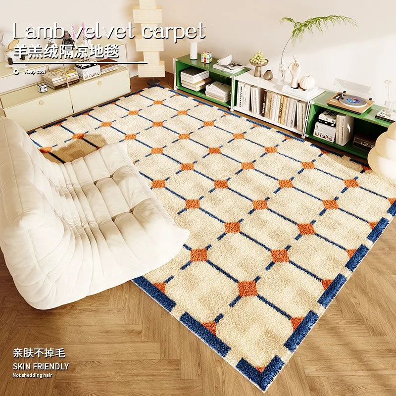 Living Room Carpet Fashion Art Plaid Bedroom Bedside Mat Popular Cloakroom Leisure Area Coffee Table Plush Rugs Ковер Tapis 러그