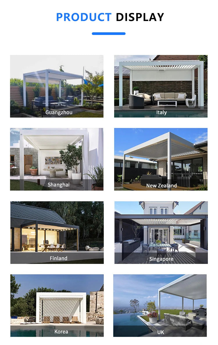 Outdoor Aluminum Pergola Gazebo – Adjustable Roof Pavilion for Garden or Terrace