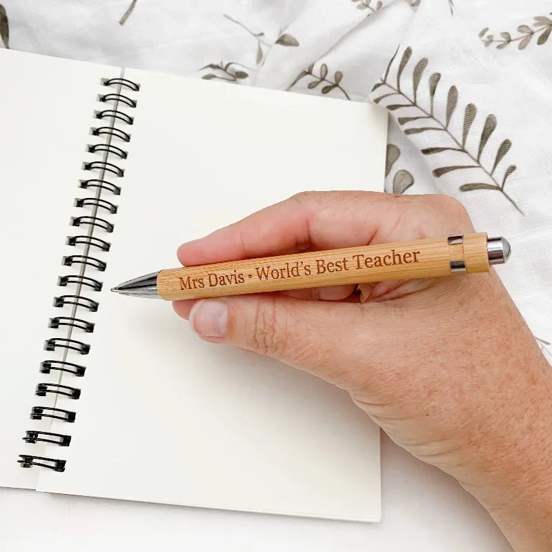 20/50/110PCS Customizable Bamboo Ballpoint Pens Smooth Writing Ideal